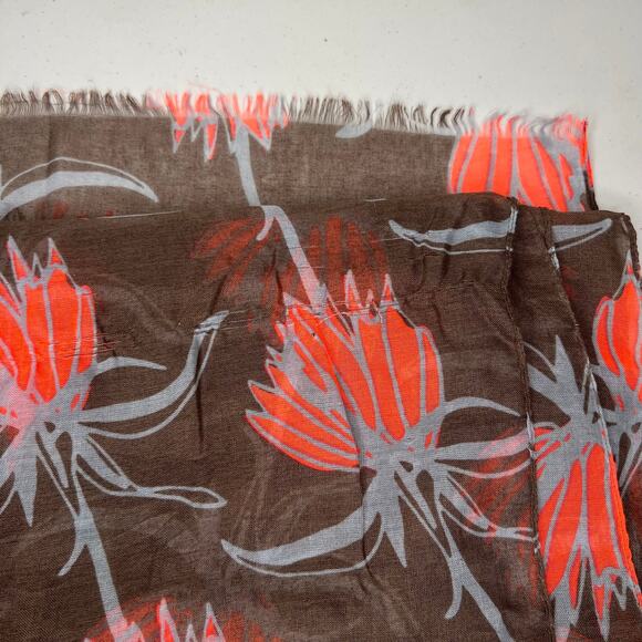 India Hicks Orange & Brown Floral Lightweight Scarf - Picture 7 of 8